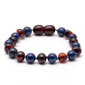 Barnsteen armband lapis lazuli donker